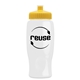 a white bottle & yellow lid poly - pure - 27 oz transparent bottle with push pull lid