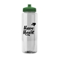 a clear bottle & green lid 32 oz the guzzler transparent color sport bottle