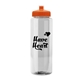 a clear bottle & orange lid 32 oz the guzzler transparent color sport bottle