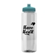 a clear bottle & teal lid 32 oz the guzzler transparent color sport bottle