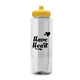 a clear bottle & yellow lid 32 oz the guzzler transparent color sport bottle