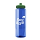 a blue bottle & green lid 32 oz the guzzler transparent color sport bottle