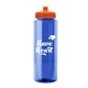 a blue bottle & orange lid 32 oz the guzzler transparent color sport bottle