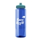 a blue bottle & teal lid 32 oz the guzzler transparent color sport bottle