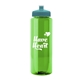 a green bottle & teal lid 32 oz the guzzler transparent color sport bottle