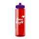 a red bottle & violet lid 32 oz the guzzler transparent color sport bottle