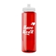 a red bottle & white lid 32 oz the guzzler transparent color sport bottle