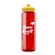 a red bottle & yellow lid 32 oz the guzzler transparent color sport bottle