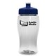 a clear bottle & navy blue lid poly - pure jr. - 18 oz transparent bottle with push pull lid