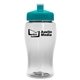 aerial view a clear bottle & teal lid poly - pure jr. - 18 oz transparent bottle with push pull lid, image 1 of 3