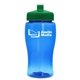 a transparent blue bottle & green lid poly - pure jr. - 18 oz transparent bottle with push pull lid