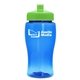 a transparent blue bottle & lime green lid poly - pure jr. - 18 oz transparent bottle with push pull lid