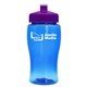 a transparent blue bottle & violet lid poly - pure jr. - 18 oz transparent bottle with push pull lid