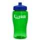 a transparent green bottle & blue lid poly - pure jr. - 18 oz transparent bottle with push pull lid