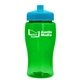 a transparent green bottle & cyan lid poly - pure jr. - 18 oz transparent bottle with push pull lid