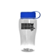 a clear bottle & blue lid poly - pure jr. - 18 oz transparent bottle with tethered lid