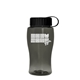 aerial view a smoke bottle & black lid poly - pure jr. - 18 oz transparent bottle with tethered lid, image 1 of 2