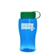 a blue bottle & green lid poly - pure jr. - 18 oz transparent bottle with tethered lid