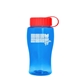 a blue bottle & red lid poly - pure jr. - 18 oz transparent bottle with tethered lid