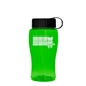 a green bottle & black lid poly - pure jr. - 18 oz transparent bottle with tethered lid