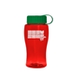 a red bottle & green lid poly - pure jr. - 18 oz transparent bottle with tethered lid