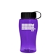 aerial view a violet bottle & black lid poly - pure jr. - 18 oz transparent bottle with tethered lid, image 1 of 2