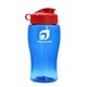 a blue bottle & red lid poly - pure jr. - 18 oz transparent bottle with flip lid