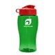 a green bottle & red lid poly - pure jr. - 18 oz transparent bottle with flip lid