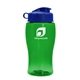 a green bottle & royal blue lid poly - pure jr. - 18 oz transparent bottle with flip lid