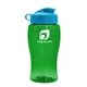 a green bottle & cyan lid poly - pure jr. - 18 oz transparent bottle with flip lid