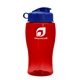 a red bottle & royal blue lid poly - pure jr. - 18 oz transparent bottle with flip lid