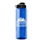 aerial view a blue bottle & black lid the guzzler - 32 oz transparent bottle with flip lid, image 1 of 2