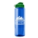a blue bottle & green lid the guzzler - 32 oz transparent bottle with flip lid