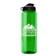 aerial view a green bottle & black lid the guzzler - 32 oz transparent bottle with flip lid, image 1 of 2