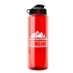 aerial view a red bottle & black lid the guzzler - 32 oz transparent bottle with flip lid, image 1 of 3