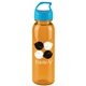 a transparent orange bottle & cyan lid 24 oz the outdoorsman bottle with crest lid - made with tritan