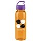 a transparent orange bottle & violet lid 24 oz the outdoorsman bottle with crest lid - made with tritan