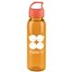 aerial view a transparent orange bottle & orange lid 24 oz the outdoorsman bottle with crest lid - made with tritan, image 1 of 3