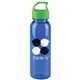 a transparent blue bottle & lime green lid 24 oz the outdoorsman bottle with crest lid - made with tritan