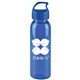 aerial view a transparent blue bottle & royal blue lid 24 oz the outdoorsman bottle with crest lid - made with tritan, image 1 of 3