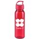 aerial view a transparent red bottle & red lid 24 oz the outdoorsman bottle with crest lid - made with tritan, image 1 of 3
