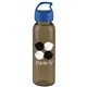 a transparent smoke bottle & royal blue lid 24 oz the outdoorsman bottle with crest lid - made with tritan