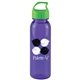 a transparent violet bottle & lime green lid 24 oz the outdoorsman bottle with crest lid - made with tritan