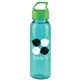 a transparent teal bottle & lime green lid 24 oz the outdoorsman bottle with crest lid - made with tritan