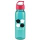 a transparent teal bottle & red lid 24 oz the outdoorsman bottle with crest lid - made with tritan