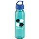 a transparent teal bottle & royal blue lid 24 oz the outdoorsman bottle with crest lid - made with tritan