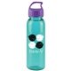 a transparent teal bottle & violet lid 24 oz the outdoorsman bottle with crest lid - made with tritan