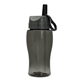 aerial view a smoke bottle & gray/black spout lid garyline(r) poly - pure jr. - 18 oz transparent bottle with ring straw lid, image 1 of 2