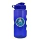 aerial view a transparent blue bottle & blue lid mini mountain 22 oz tritan(tm) sports bottle with flip lid and digital imprint, image 1 of 2