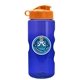 a transparent blue bottle & orange lid mini mountain 22 oz tritan(tm) sports bottle with flip lid and digital imprint